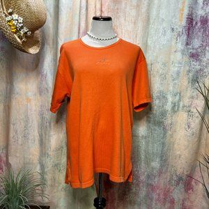 πTina Cotton Blend long Orange Top with Short Sleeves